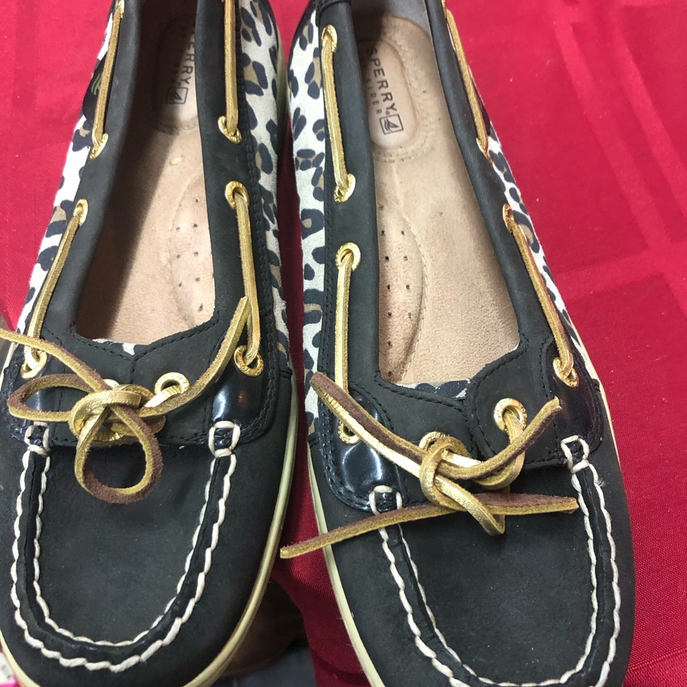 Sperry Women's Black and Gold Loafers